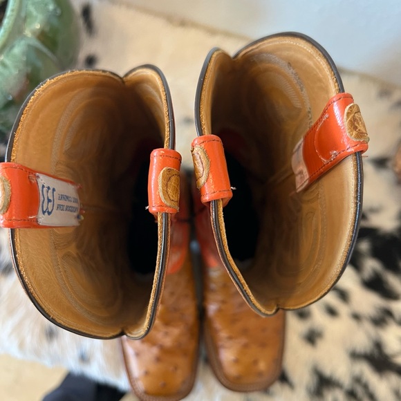 Anderson Bean Full Quill Ostrich Square Toe Boots Women’s Size 7 B Narrow - Picture 13 of 14